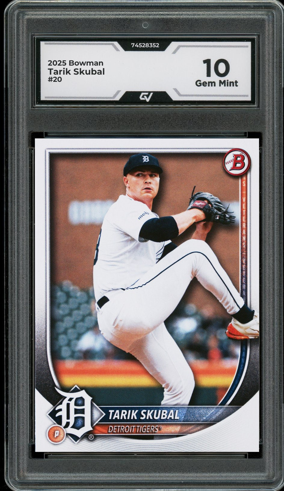 2025 Bowman #20 Tarik Skubal Graded 10 Gem Mint - Front