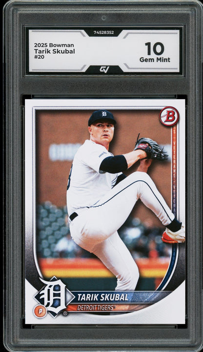 2025 Bowman #20 Tarik Skubal Graded 10 Gem Mint - Front