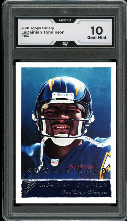 2001 Topps Gallery #103 LaDainian Tomlinson Graded 10 Gem Mint - Front