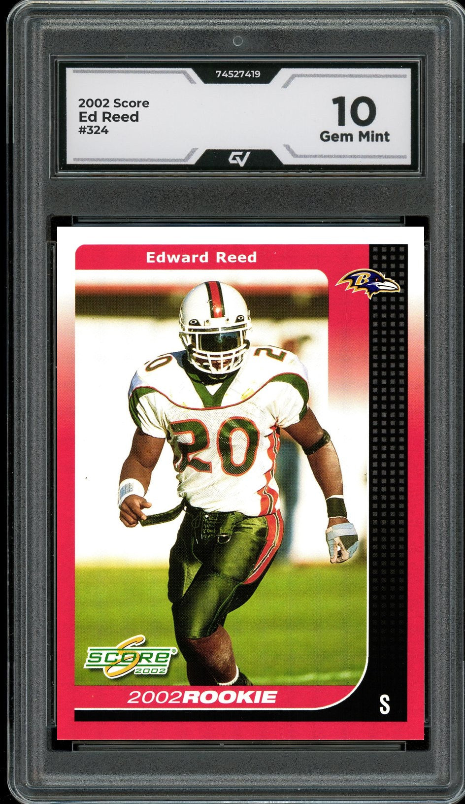 2002 Score #324 Ed Reed Graded 10 Gem Mint - Front