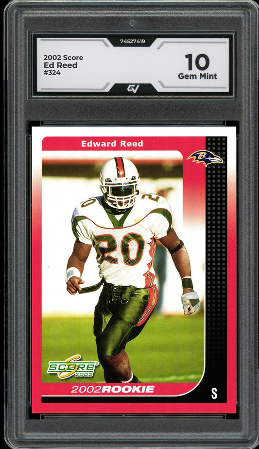 2002 Score #324 Ed Reed Graded 10 Gem Mint - Front