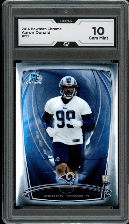 2014 Bowman Chrome #199 Aaron Donald Graded 10 Gem Mint - Front