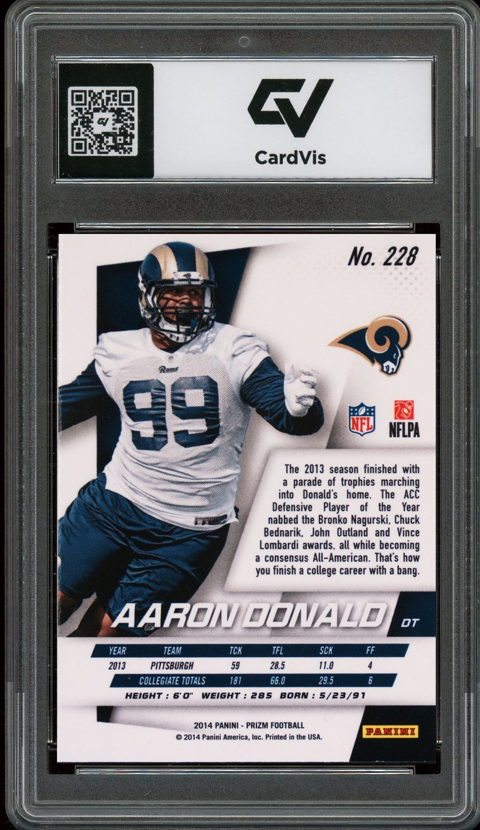 2014 Panini Prizm #228 Aaron Donald Graded 10 Gem Mint - Back