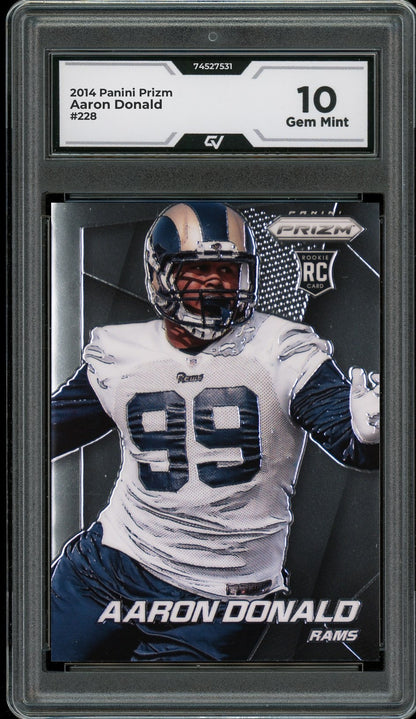 2014 Panini Prizm #228 Aaron Donald Graded 10 Gem Mint - Front