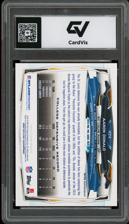 2014 Topps #424 Aaron Donald Graded 10 Gem Mint - Back