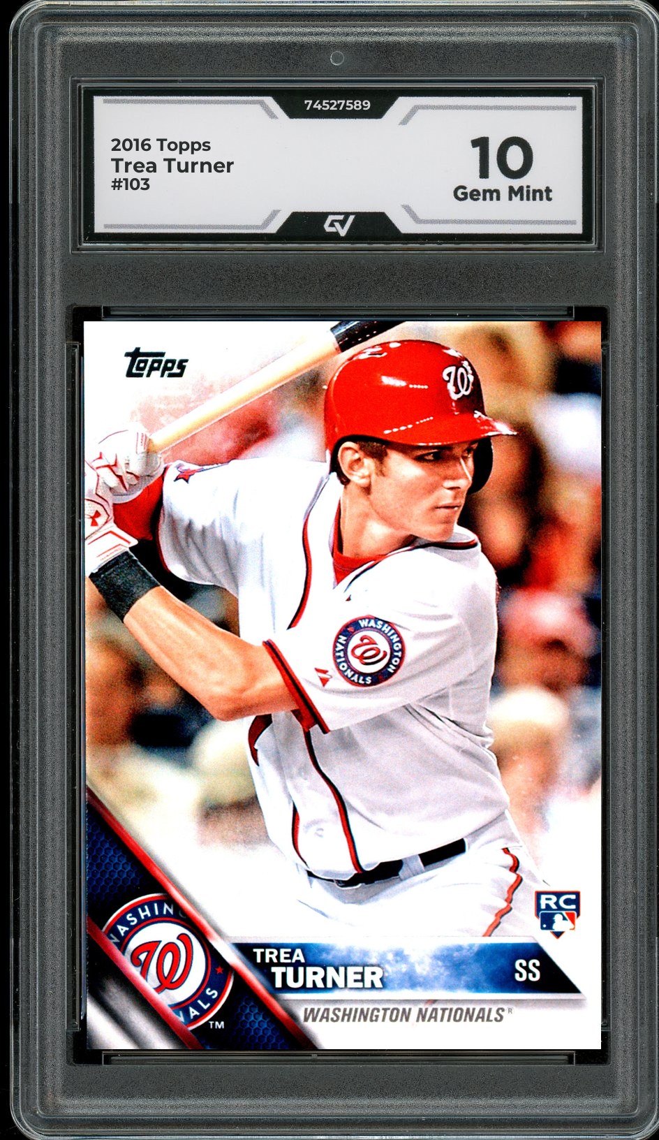 2016 Topps #103 Trea Turner Rookie Card RC Graded 10 Gem Mint - Front