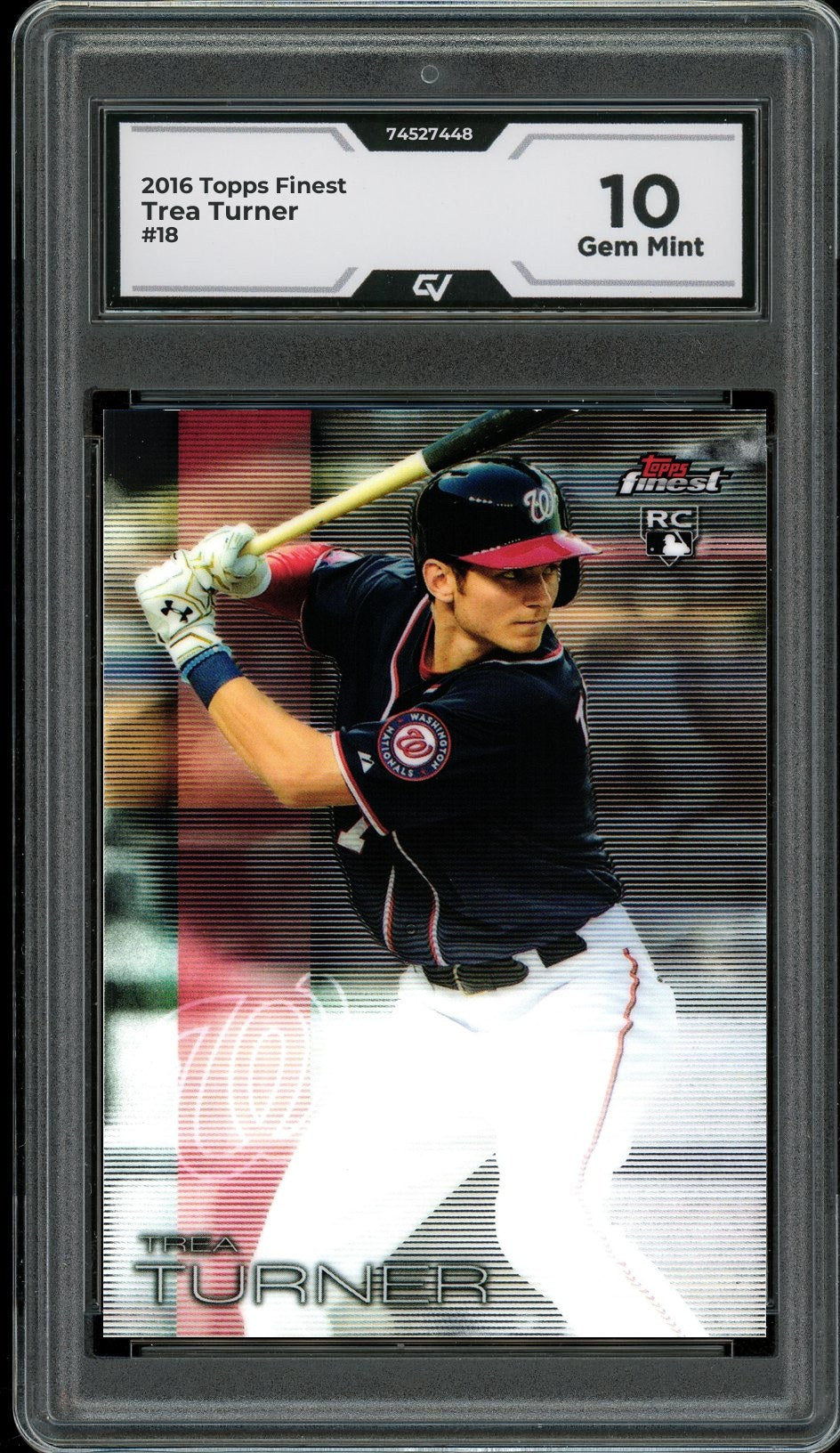 2016 Topps Finest #18 Trea Turner Graded 10 Gem Mint - Front