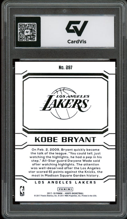 2017 Panini Hoops #297 Kobe Bryant Graded 10 Gem Mint - Back