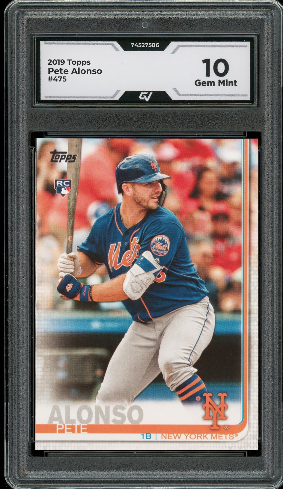 2019 Topps #475 Pete Alonso Rookie Card RC Graded 10 Gem Mint - Front