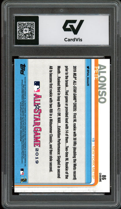 2019 Topps Chrome #86 Pete Alonso Graded 10 Gem Mint - Back