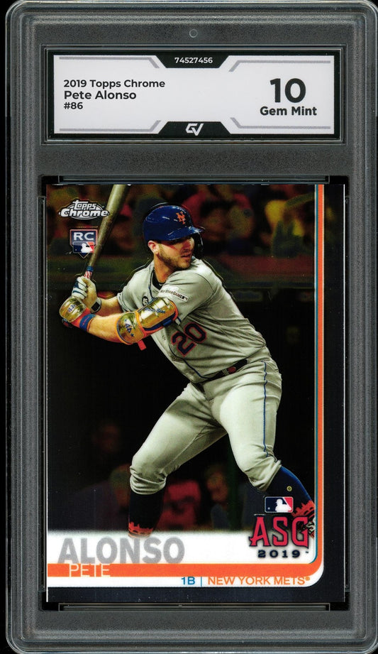 2019 Topps Chrome #86 Pete Alonso Graded 10 Gem Mint - Front
