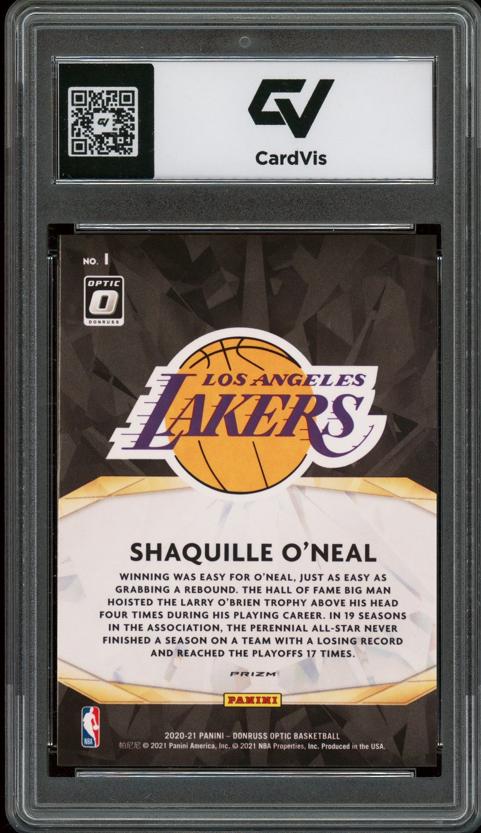 2020 Panini Donruss Optic Winner Stays #1 Shaquille O'neal Winner Stays-holo Graded 10 Gem Mint - Back