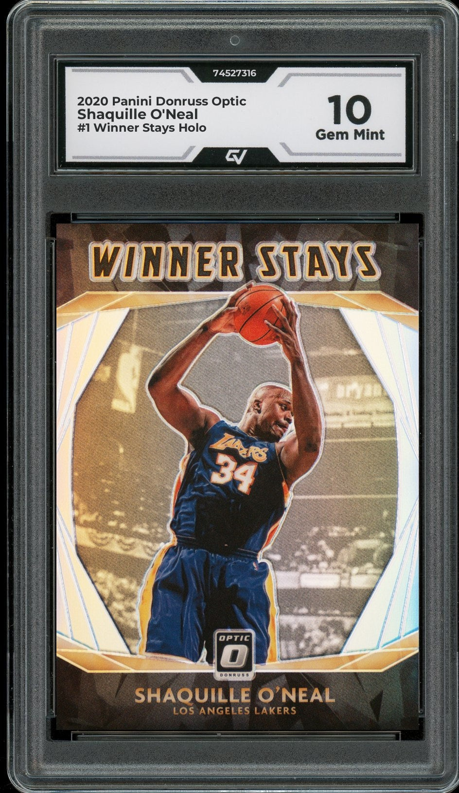 2020 Panini Donruss Optic Winner Stays #1 Shaquille O'neal Winner Stays-holo Graded 10 Gem Mint - Front