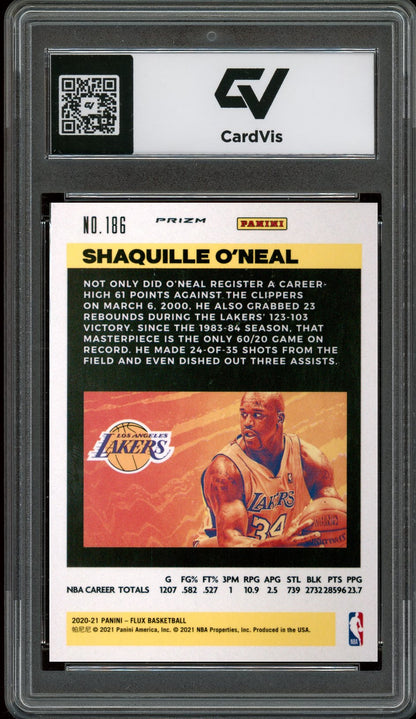 2020 Panini Flux #186 Shaquille O'neal Pulsar Graded 10 Gem Mint - Back