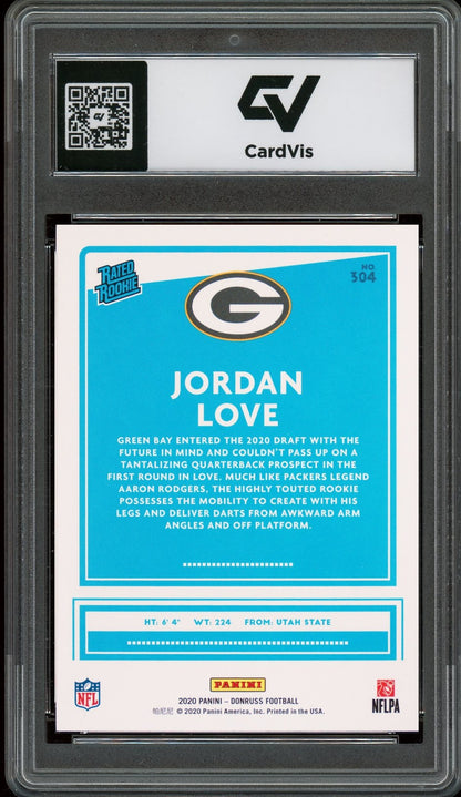 2020 Panini Donruss #304 Jordan Love Rookie Card RC Graded 10 Gem Mint - Back
