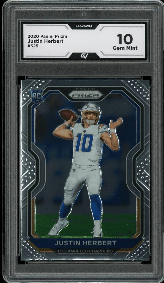 2020 Panini Prizm #325 Justin Herbert Graded 10 Gem Mint - Front