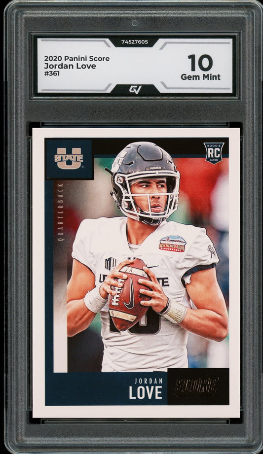 2020 Panini Score #361 Jordan Love Rookie Card RC Graded 10 Gem Mint - Front