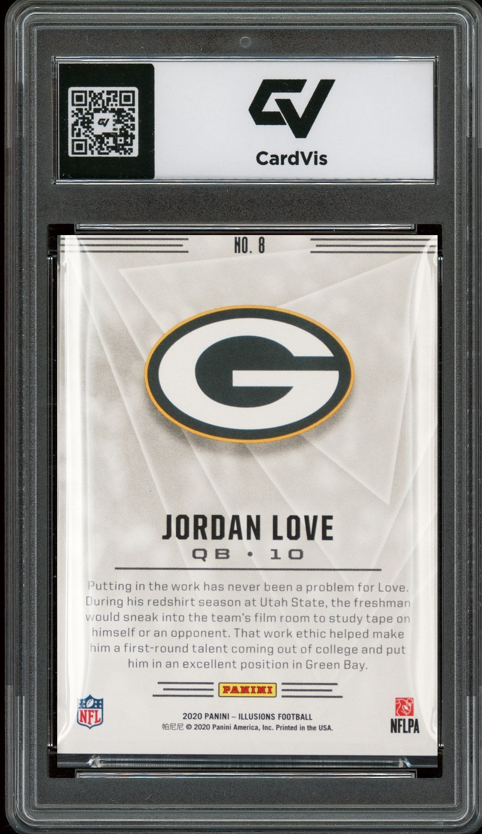 2020 Panini Illusions #8 Jordan Love Rookie Card RC Graded 10 Gem Mint - Back