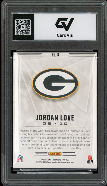 2020 Panini Illusions #8 Jordan Love Rookie Card RC Graded 10 Gem Mint - Back