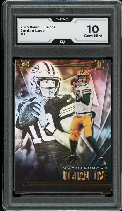 2020 Panini Illusions #8 Jordan Love Rookie Card RC Graded 10 Gem Mint - Front