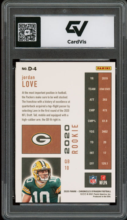 2020 Panini Chronicles #D4 Jordan Love Dynagon Rookies Rookie Card RC Graded 10 Gem Mint - Back