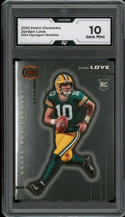 2020 Panini Chronicles #D4 Jordan Love Dynagon Rookies Rookie Card RC Graded 10 Gem Mint - Front