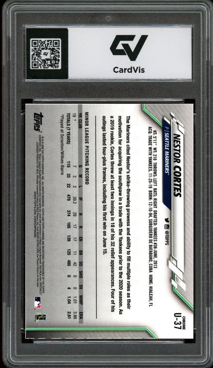 2020 Topps Chrome #U-37 Nestor Cortes Graded 10 Gem Mint - Back