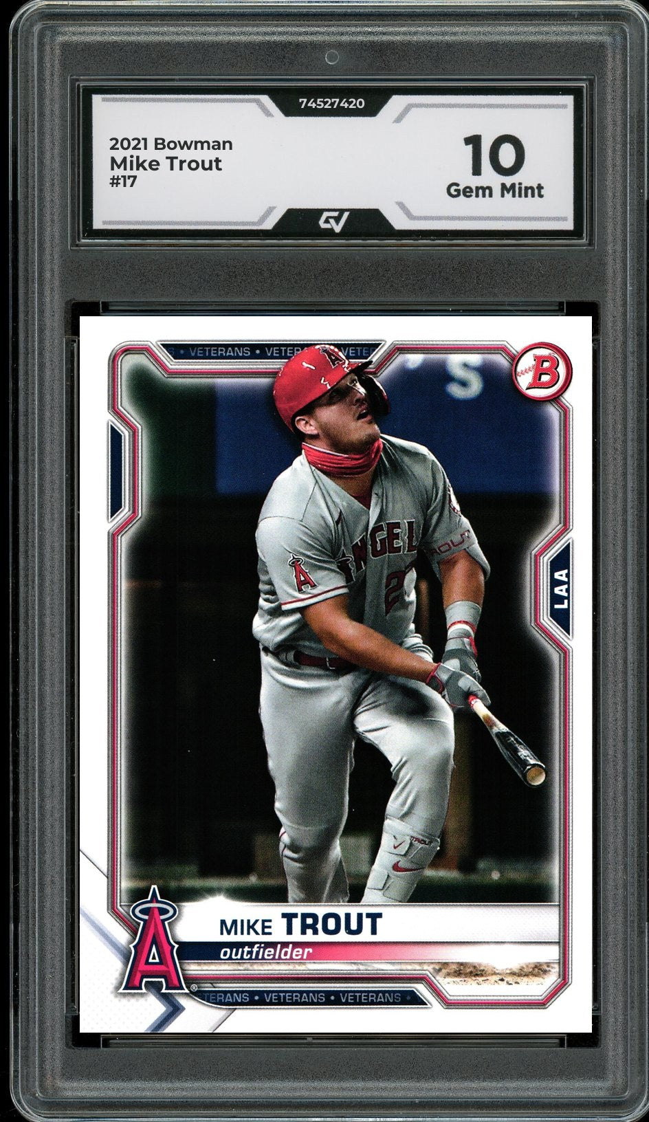2021 Bowman #17 Mike Trout Graded 10 Gem Mint - Front