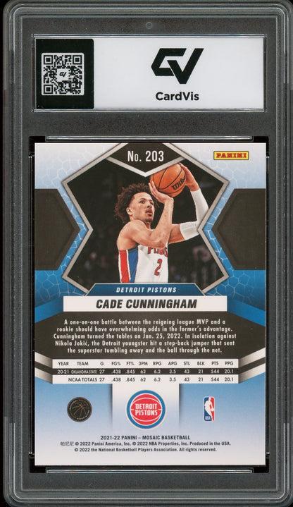 2021 Panini Mosaic #203 Cade Cunningham Rookie Card RC Graded 10 Gem Mint - Back
