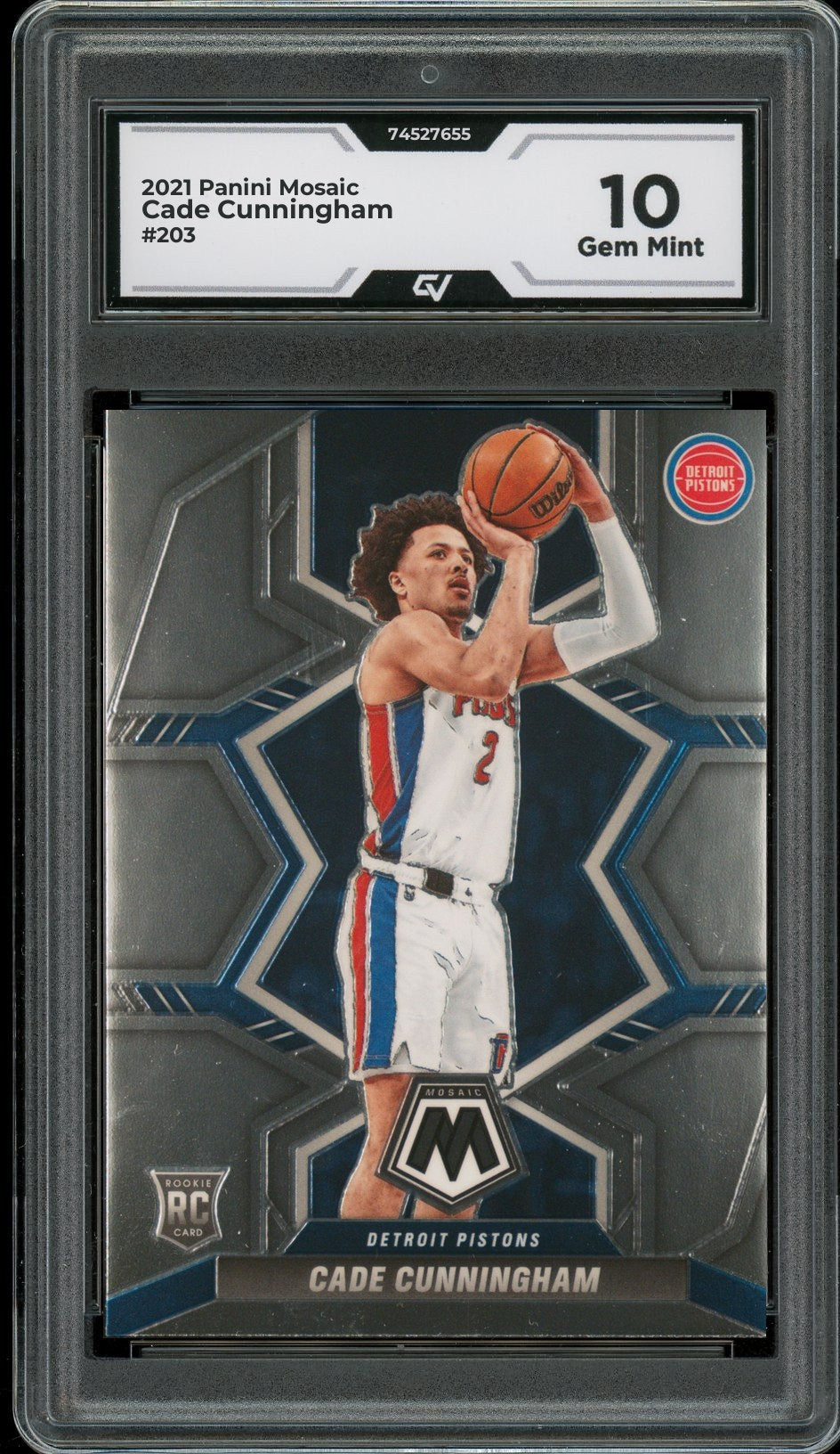 2021 Panini Mosaic #203 Cade Cunningham Rookie Card RC Graded 10 Gem Mint - Front