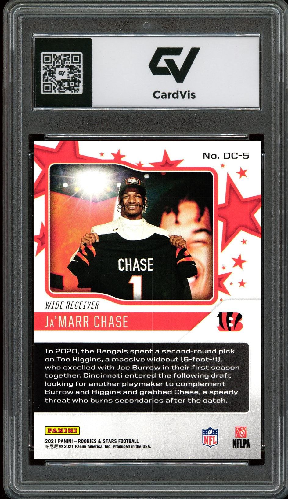 2021 Panini Rookies & Stars #DC-5 Ja'Marr Chase Draft Class Graded 10 Gem Mint - Back
