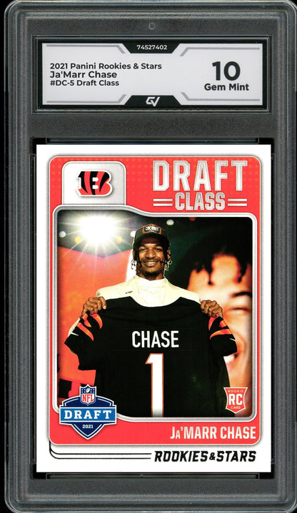 2021 Panini Rookies & Stars #DC-5 Ja'Marr Chase Draft Class Graded 10 Gem Mint - Front
