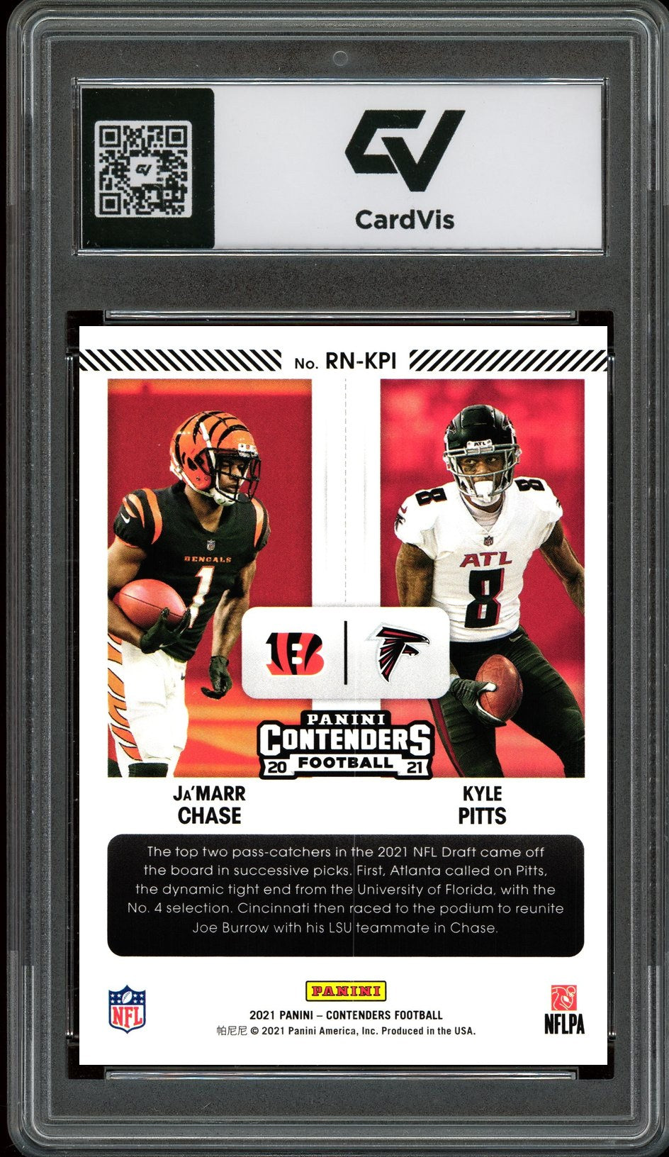 2021 Panini Contenders #RN-KPI Ja'Marr Chase / Kyle Pitts Round Numbers Graded 10 Gem Mint - Back