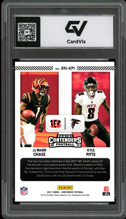 2021 Panini Contenders #RN-KPI Ja'Marr Chase / Kyle Pitts Round Numbers Graded 10 Gem Mint - Back