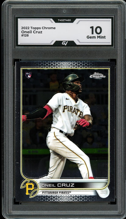 2022 Topps Chrome #128 Oneil Cruz Graded 10 Gem Mint - Front