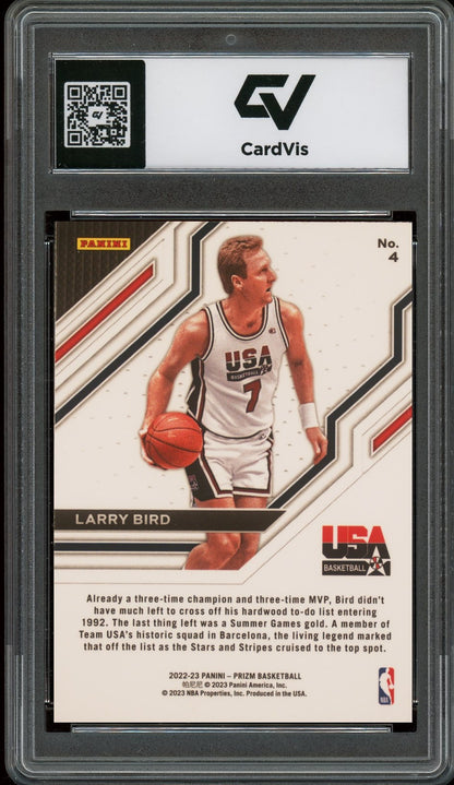 2022 Panini Prizm #4 Larry Bird USA Graded 10 Gem Mint - Back