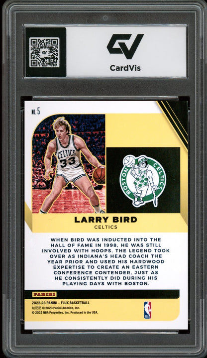 2022 Panini Flux #5 Larry Bird Hall Influx Graded 10 Gem Mint - Back