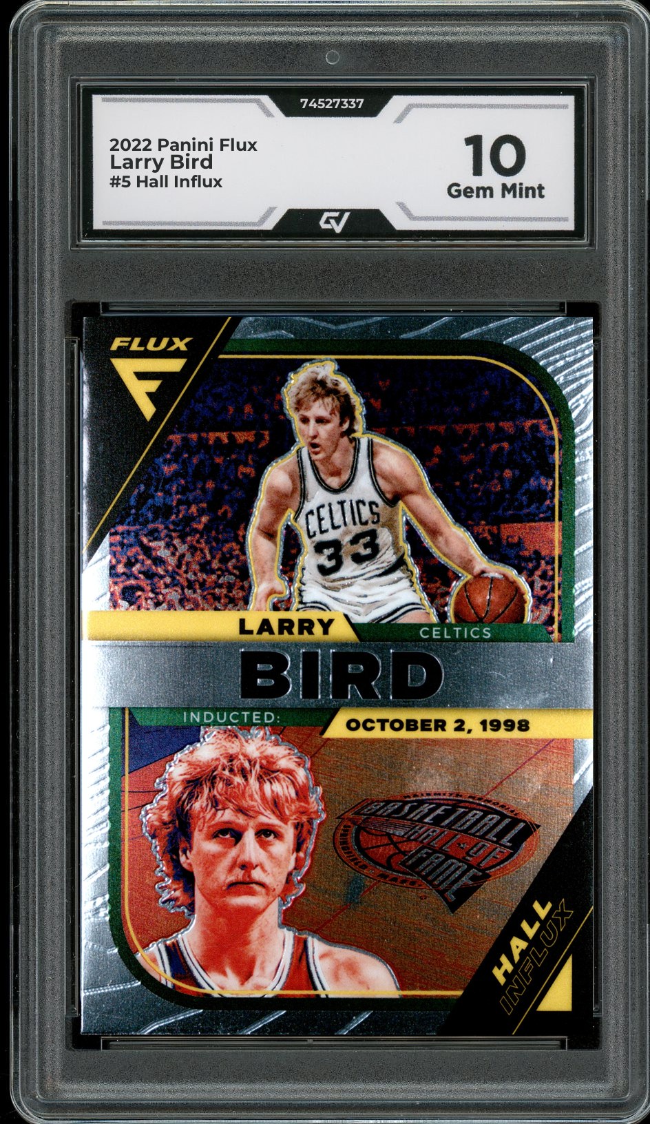 2022 Panini Flux #5 Larry Bird Hall Influx Graded 10 Gem Mint - Front