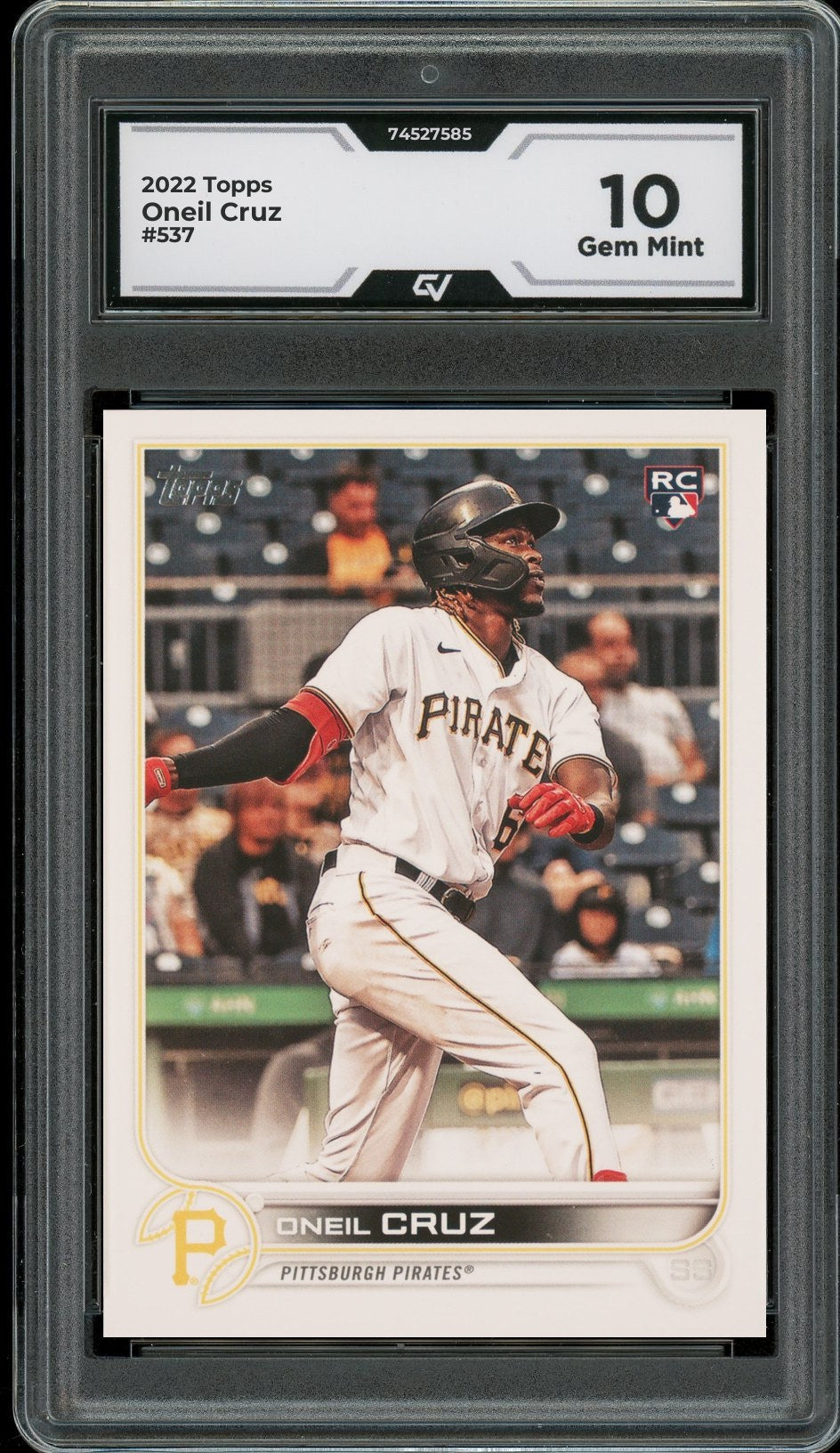 2022 Topps #537 Oneil Cruz Rookie Card RC Graded 10 Gem Mint - Front