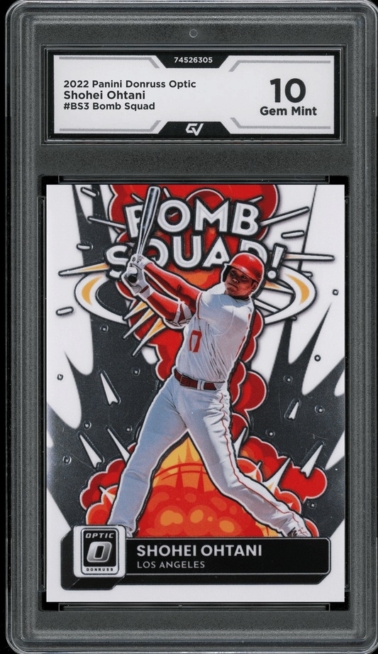 2022 Panini Donruss Optic #BS3 Shohei Ohtani Bomb Squad Graded 10 Gem Mint - Front