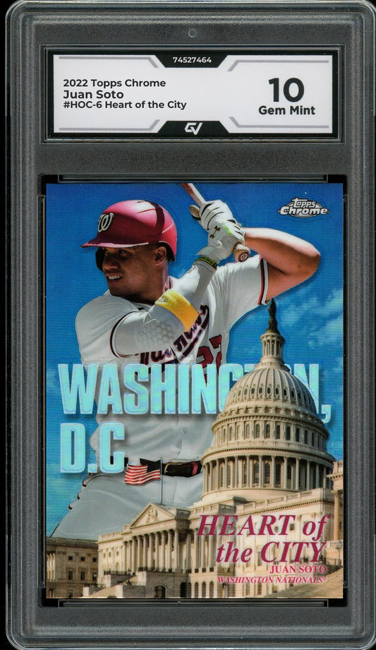 2022 Topps Chrome #HOC-6 Juan Soto Heart of the City Graded 10 Gem Mint - Front