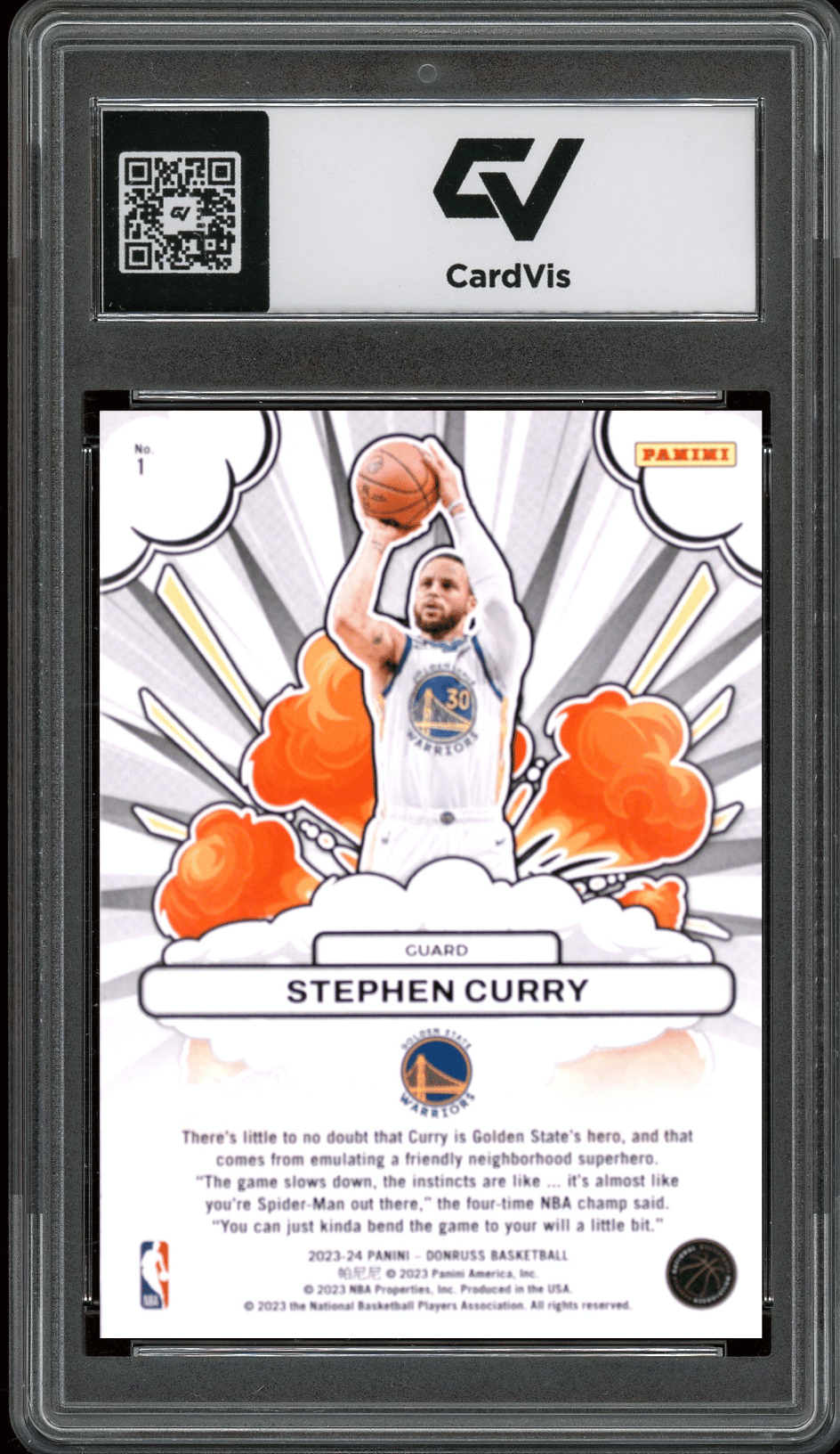 2023 Panini Donruss Bomb Squad #1 Stephen Curry Graded 10 Gem Mint - Back