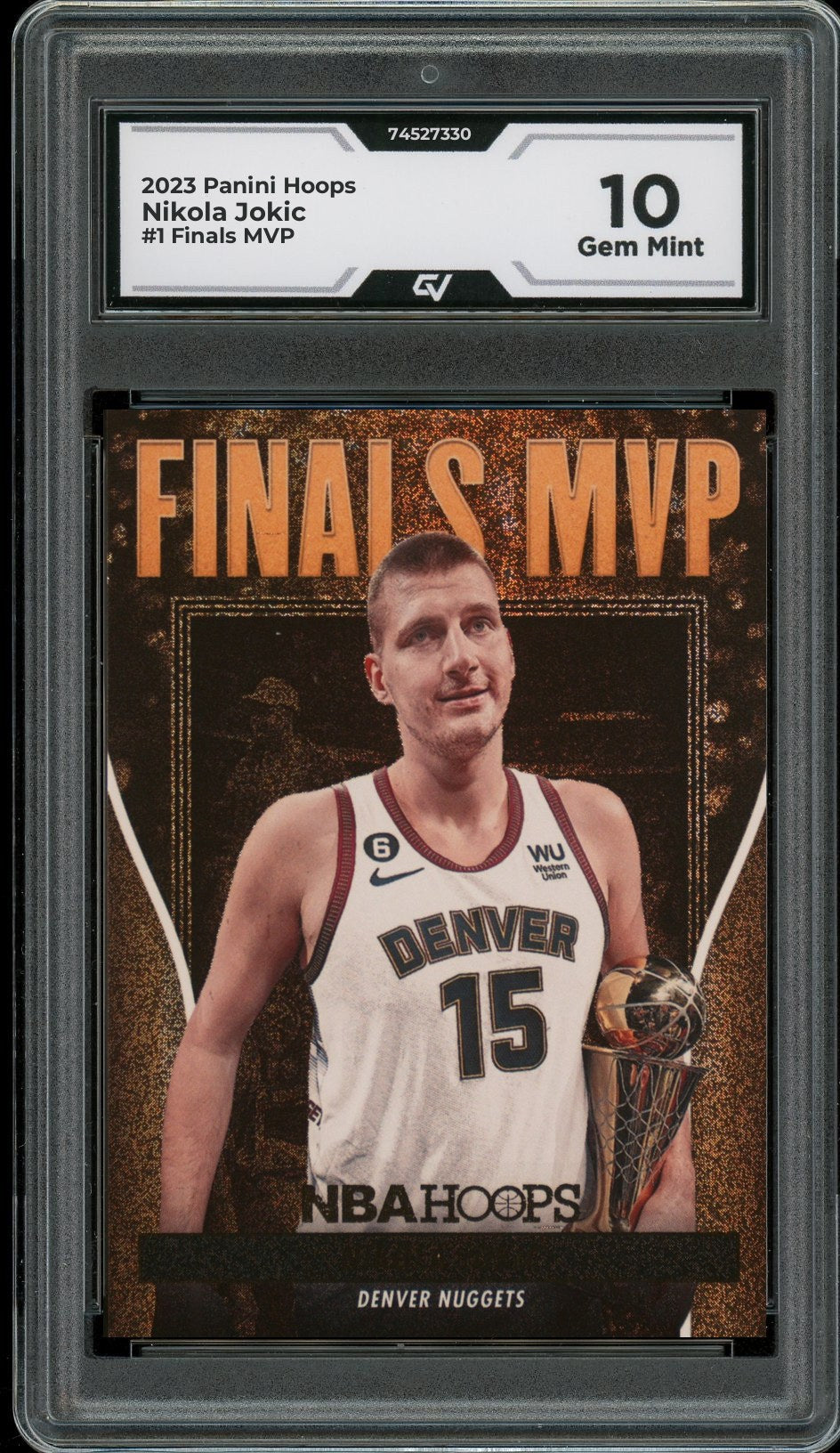 2023 Panini Hoops #1 Nikola Jokic Finals MVP Graded 10 Gem Mint - Front