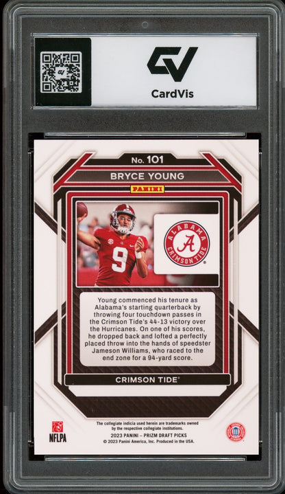 2023 Panini Prizm Draft Picks #101 Bryce Young Rookie Card RC Graded 10 Gem Mint - Back