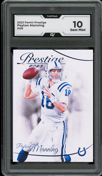 2023 Panini Prestige #129 Peyton Manning Graded 10 Gem Mint - Front