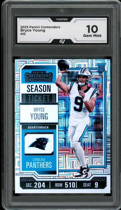 2023 Panini Contenders #15 Bryce Young Rookie Card RC Graded 10 Gem Mint - Front