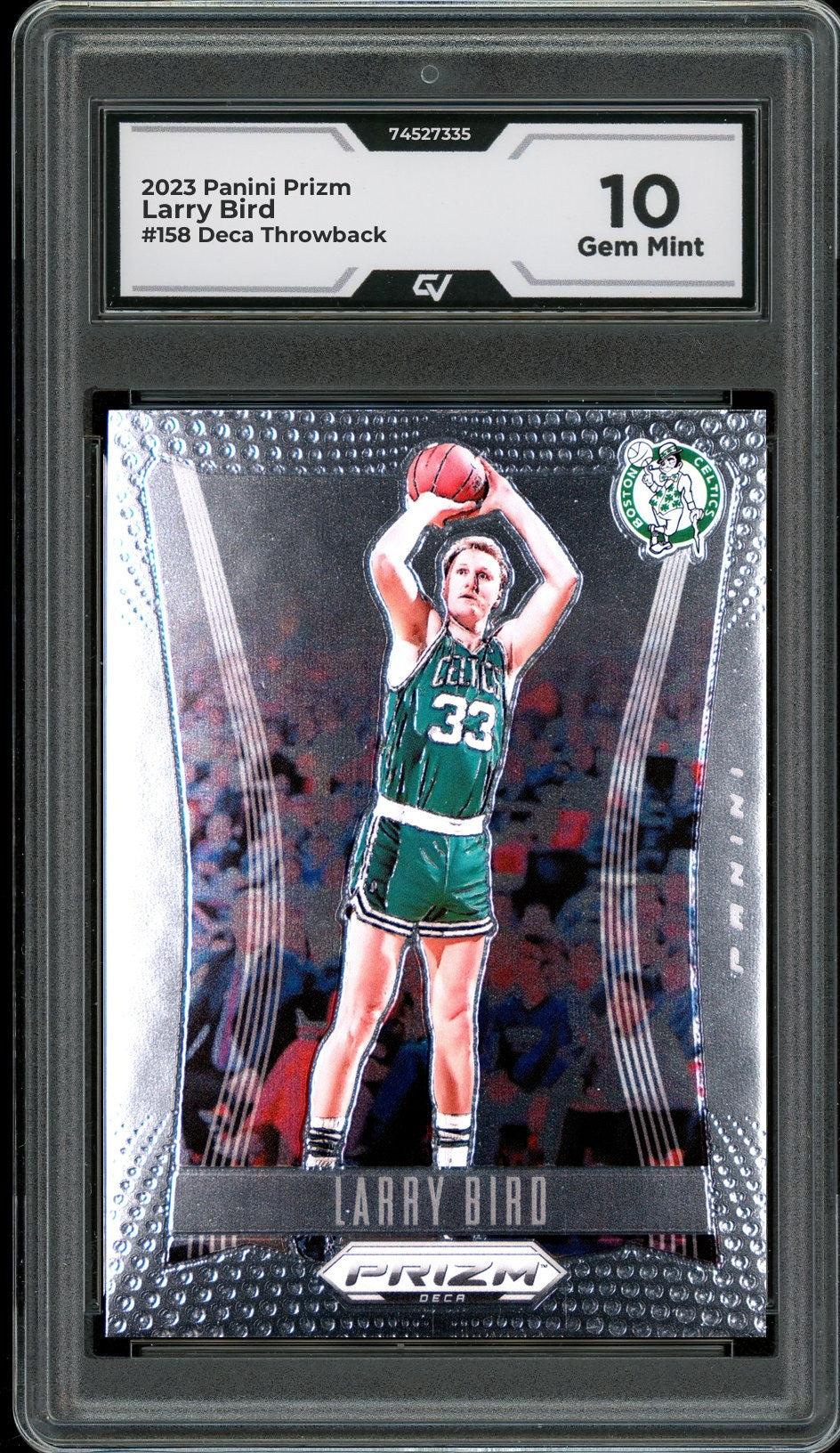 2023 Panini Prizm #158 Larry Bird Deca Throwback Graded 10 Gem Mint - Front