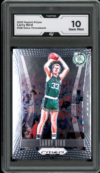 2023 Panini Prizm #158 Larry Bird Deca Throwback Graded 10 Gem Mint - Front