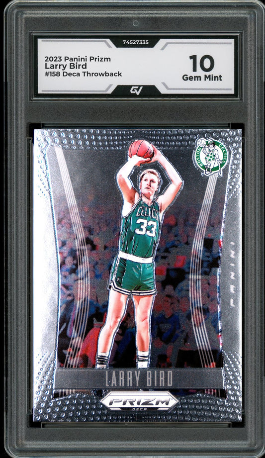 2023 Panini Prizm #158 Larry Bird Deca Throwback Graded 10 Gem Mint - Front