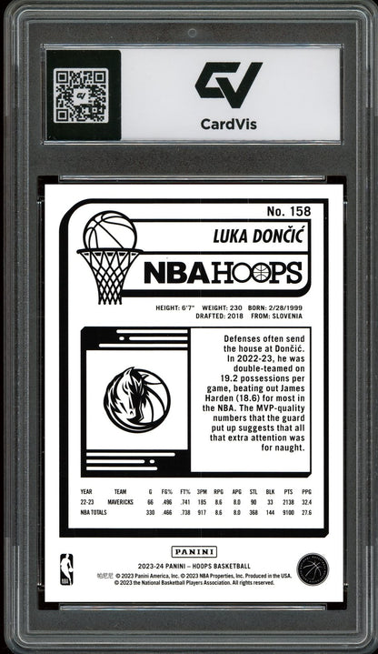 2023-24 Panini Hoops #158 Luka Doncic Graded 10 Gem Mint - Back